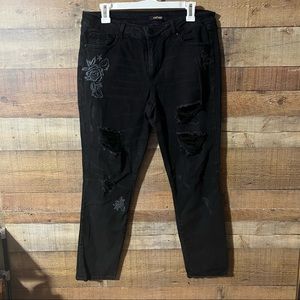 Refuge Charlotte Russe Black Distressed Jeans Woman’s 12